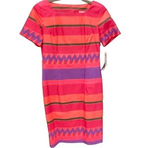 f.l. malik Vintage 90’s Deadstock Women’s Short Sleeve Pink Sheath Dress Size 6